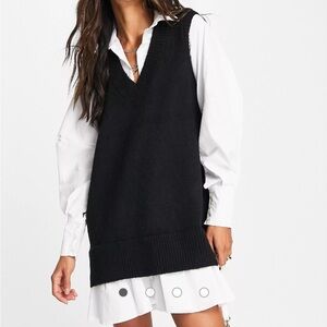 River Island hybrid sweater shirt dress in black